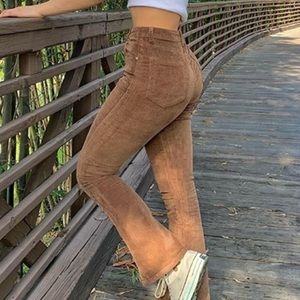 Brown Corduroy Flare Pants